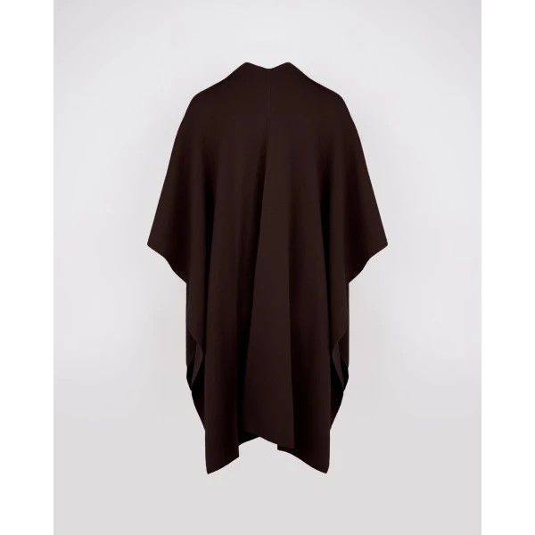 Yves Salomon Merino Knit Poncho with Mink Fur Pockets in Brown | Coats | Coveti