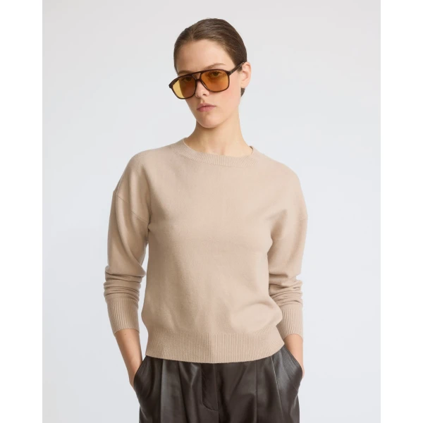 Yves Salomon Merino Knit Sweater in Beige | Sweaters | Coveti