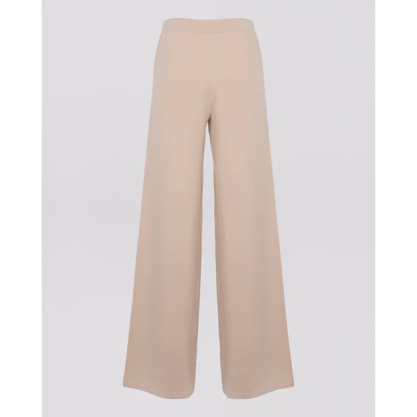 Yves Salomon Merino Knit Wide Leg Trousers in Beige | Wide leg pants | Coveti