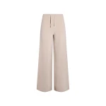 Yves Salomon Merino Knit Wide Leg Trousers in Beige | Wide leg pants | Coveti