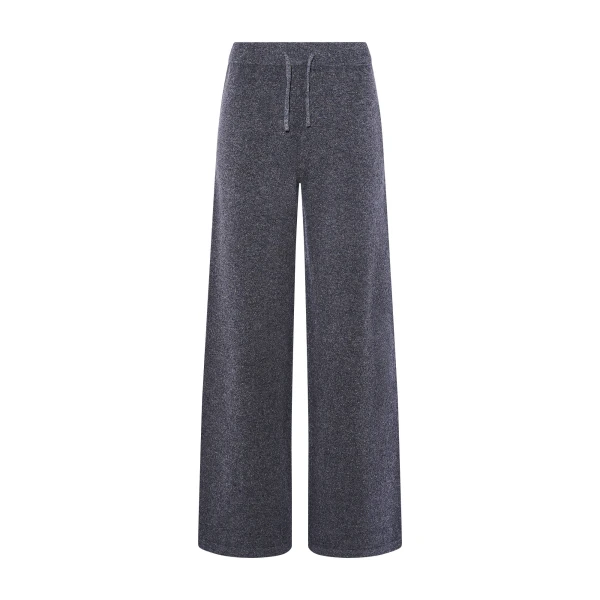 Yves Salomon Merino Knit Wide Leg Trousers in Blue Grey | Women | Coveti