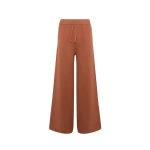 Yves Salomon Merino Knit Wide Leg Trousers in Brown | Women | Coveti