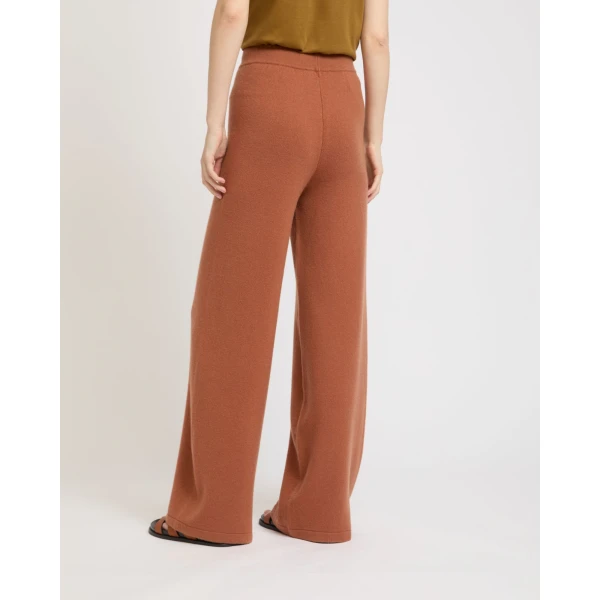 Yves Salomon Merino Knit Wide Leg Trousers in Brown | Wide leg pants | Coveti