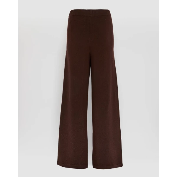 Yves Salomon Merino Knit Wide Leg Trousers in Brown | Wide leg pants | Coveti
