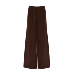 Yves Salomon Merino Knit Wide Leg Trousers in Brown | Women | Coveti