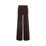 Yves Salomon Merino Knit Wide Leg Trousers in Brown | Wide leg pants | Coveti