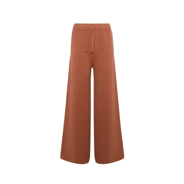 Merino Knit Wide Leg Trousers in Brown