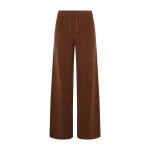 Yves Salomon Merino Knit Wide Leg Trousers in Rust Brown | Women | Coveti