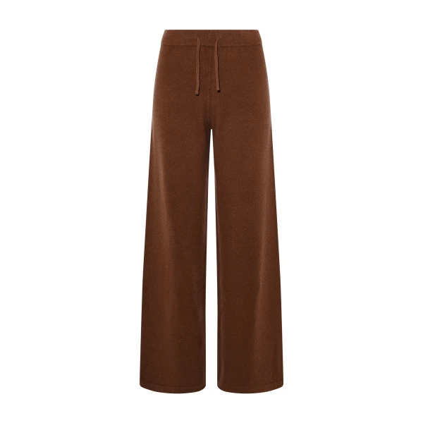 Merino Knit Wide Leg Trousers in Rust Brown