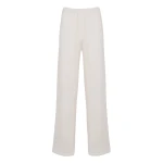 Yves Salomon Merino Knit Wide Leg Trousers in White | Women | Coveti