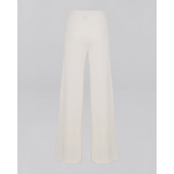 Yves Salomon Merino Knit Wide Leg Trousers in White | Wide leg pants | Coveti