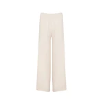 Yves Salomon Merino Knit Wide Leg Trousers in White | Women | Coveti