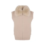 Yves Salomon Merino Knit and Fox Fur Jacket in Beige | Jackets | Coveti