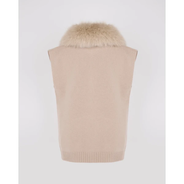 Yves Salomon Merino Knit and Fox Fur Jacket in Beige | Jackets | Coveti