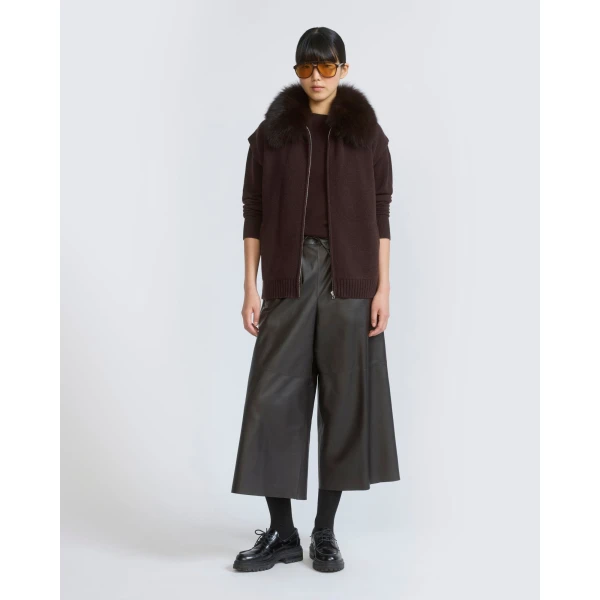 Yves Salomon Merino Knit and Fox Fur Jacket in Brown | Jackets | Coveti