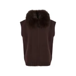 Yves Salomon Merino Knit and Fox Fur Jacket in Brown | Jackets | Coveti