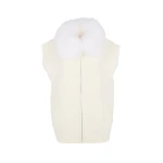 Yves Salomon Merino Knit and Fox Fur Jacket in White | Jackets | Coveti