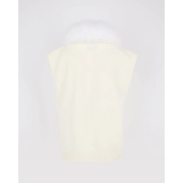 Yves Salomon Merino Knit and Fox Fur Jacket in White | Jackets | Coveti