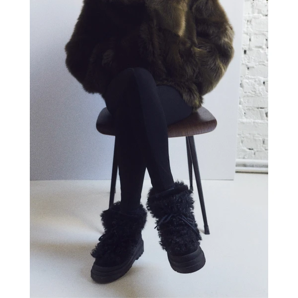 Yves Salomon Merino Lambskin Shearling Boots in Black | Boots | Coveti