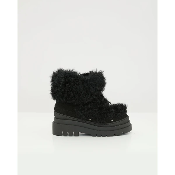 Yves Salomon Merino Lambskin Shearling Boots in Black | Boots | Coveti