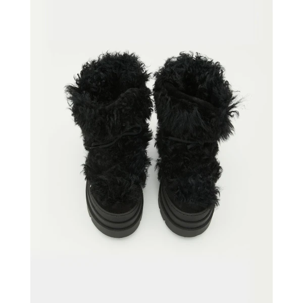 Yves Salomon Merino Lambskin Shearling Boots in Black | Boots | Coveti