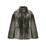 Yves Salomon Merino Lambskin Shearling Jacket in Light Khaki | Shearling Jackets | Coveti