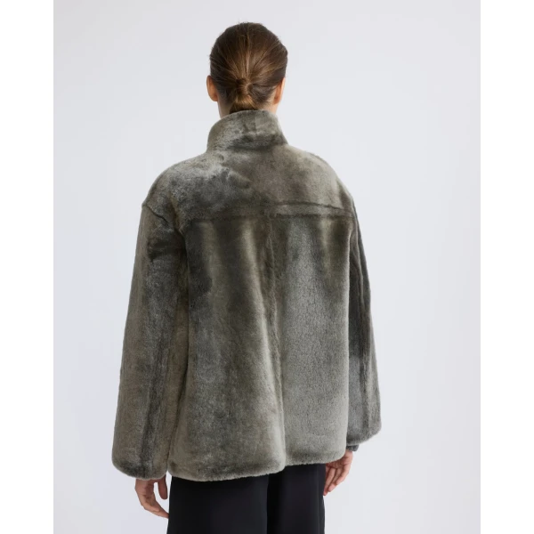 Yves Salomon Merino Lambskin Shearling Jacket in Light Khaki | Shearling Jackets | Coveti