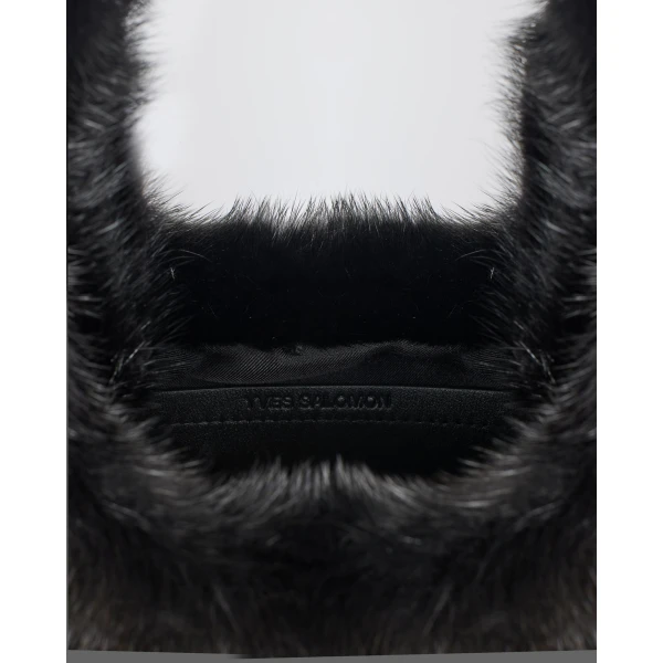 Yves Salomon Mink Fur Bag with Lambskin Details in Black | Shoulder & Crossbody Bags | Coveti