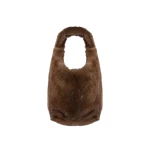Yves Salomon Mink Fur Bag with Lambskin Details in Brown | Shoulder & Crossbody Bags | Coveti