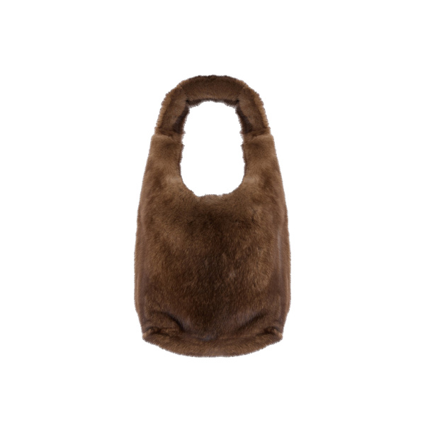 Yves Salomon Mink Fur Bag with Lambskin Details in Brown | Shoulder & Crossbody Bags | Coveti
