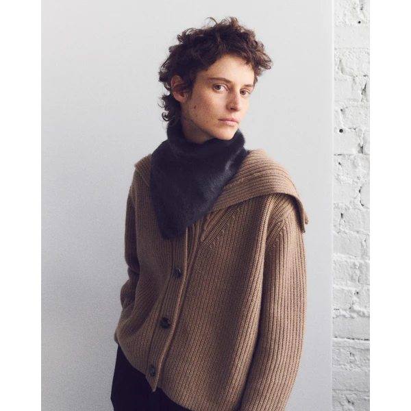 Yves Salomon Mink Fur Bandana in Black | Scarves | Coveti