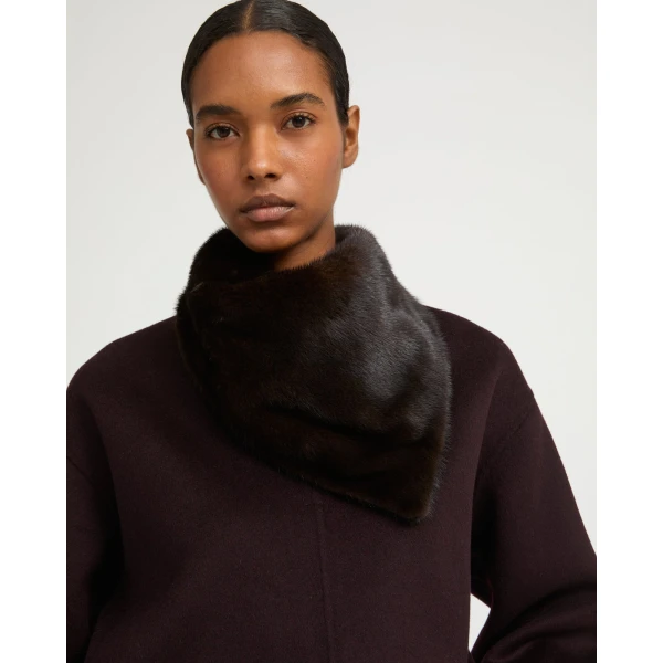 Yves Salomon Mink Fur Bandana in Brown | Scarves | Coveti