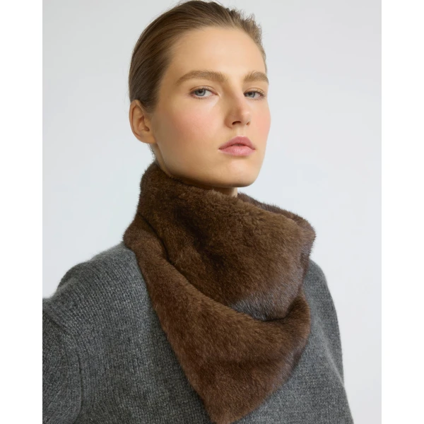 Yves Salomon Mink Fur Bandana in Brown | Scarves | Coveti