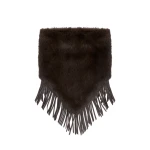 Yves Salomon Mink Fur Bandana with Lamb Leather Fringes in Brown | Scarves | Coveti