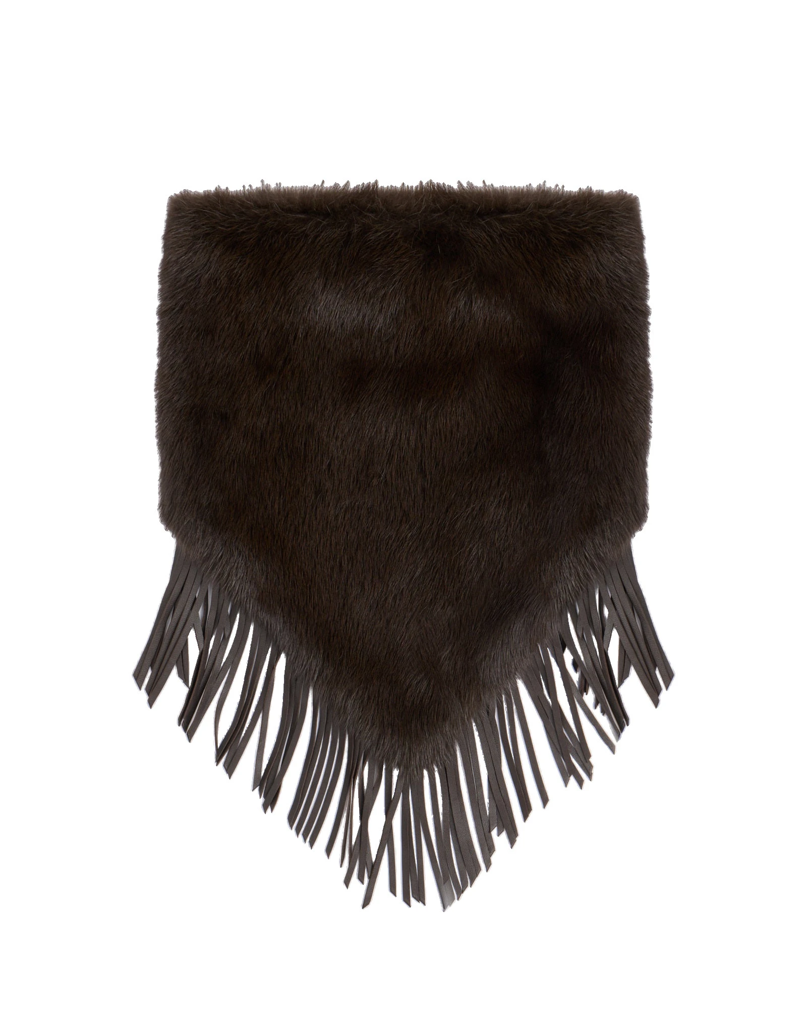 Yves Salomon Mink Fur Bandana with Lamb Leather Fringes in Brown Yves Salomon Mink Fur Bandana with Lamb Leather Fringes in Brown | Scarves | Coveti