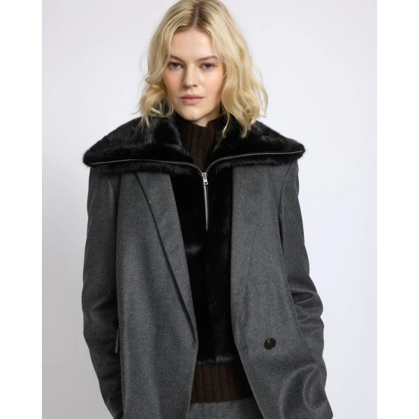Yves Salomon Mink Fur Bib in Black | Scarves | Coveti