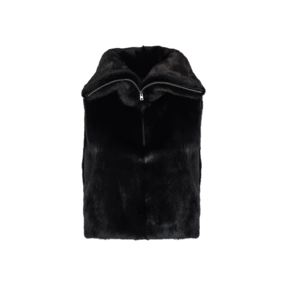 Yves Salomon Mink Fur Bib in Black | Scarves | Coveti