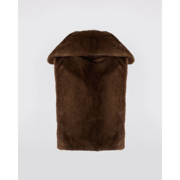 Yves Salomon Mink Fur Bib in Brown | Scarves | Coveti
