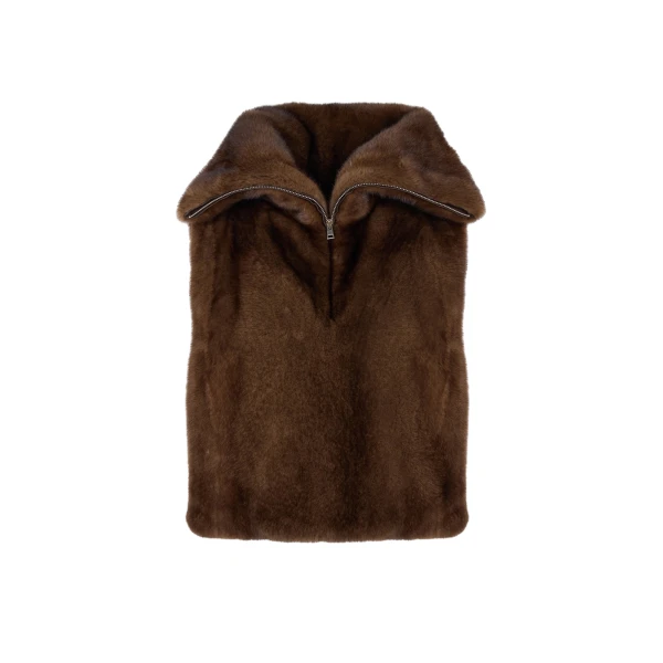 Yves Salomon Mink Fur Bib in Brown | Scarves | Coveti