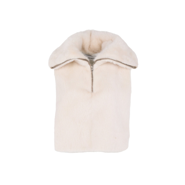 Yves Salomon Mink Fur Bib in White | Scarves | Coveti