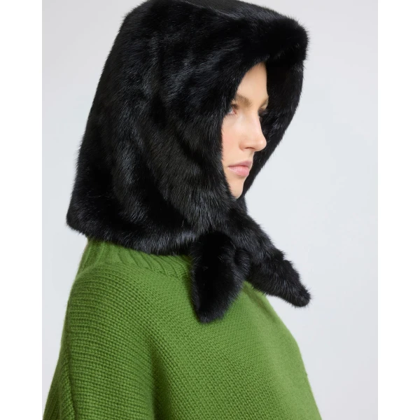 Yves Salomon Mink Fur Hood in Black | Hats | Coveti