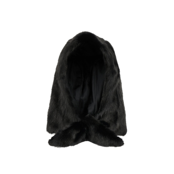 Yves Salomon Mink Fur Hood in Black | Hats | Coveti