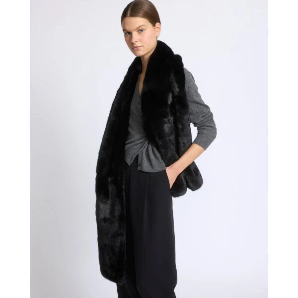 Yves Salomon Mink Fur Scarf in Black | Scarves | Coveti