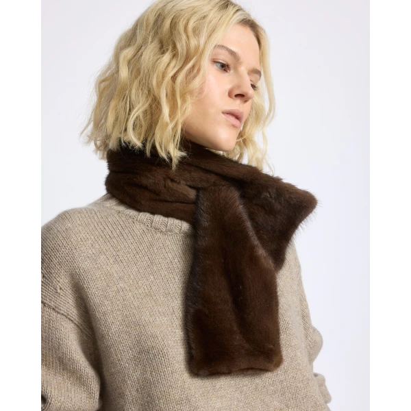 Yves Salomon Mink Fur Scarf in Brown | Scarves | Coveti