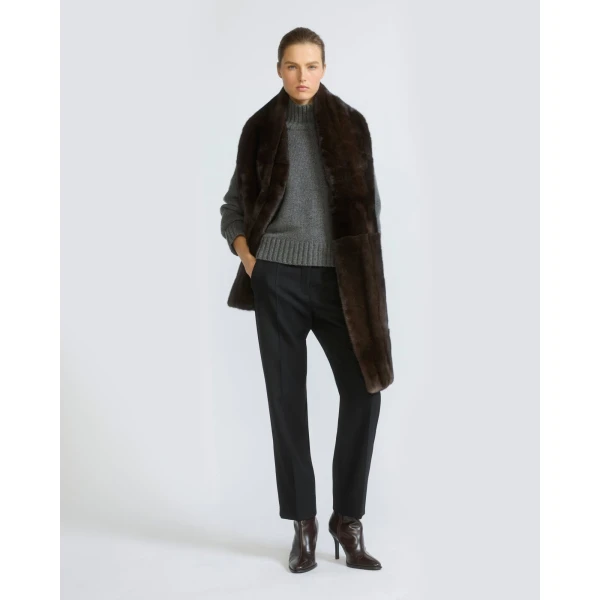 Yves Salomon Mink Fur Scarf in Brown | Scarves | Coveti