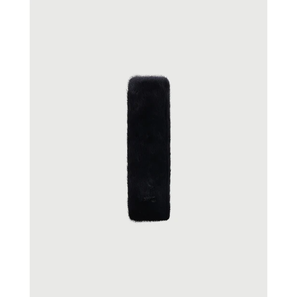 Yves Salomon Mink Fur and Leather Headband in Black | Hair Accessories | Coveti