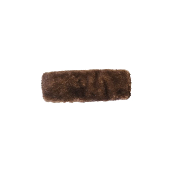 Yves Salomon Mink Fur and Leather Headband in Brown | Hair Accessories | Coveti