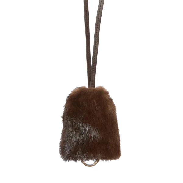 Yves Salomon Mink Fur and Leather Key Holder in Brown | Women | Coveti
