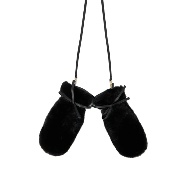 Yves Salomon Mink Fur and Leather Mittens in Black | Women | Coveti