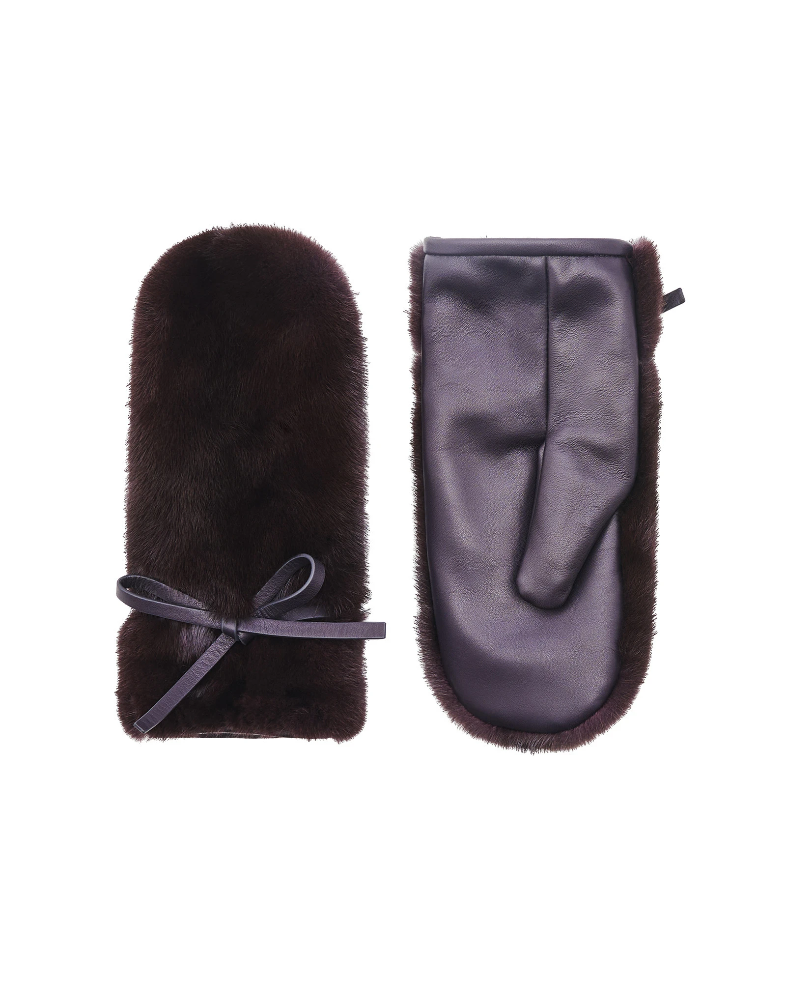 Yves Salomon Mink Fur and Leather Mittens in Bordeaux Yves Salomon Mink Fur and Leather Mittens in Bordeaux | Women | Coveti
